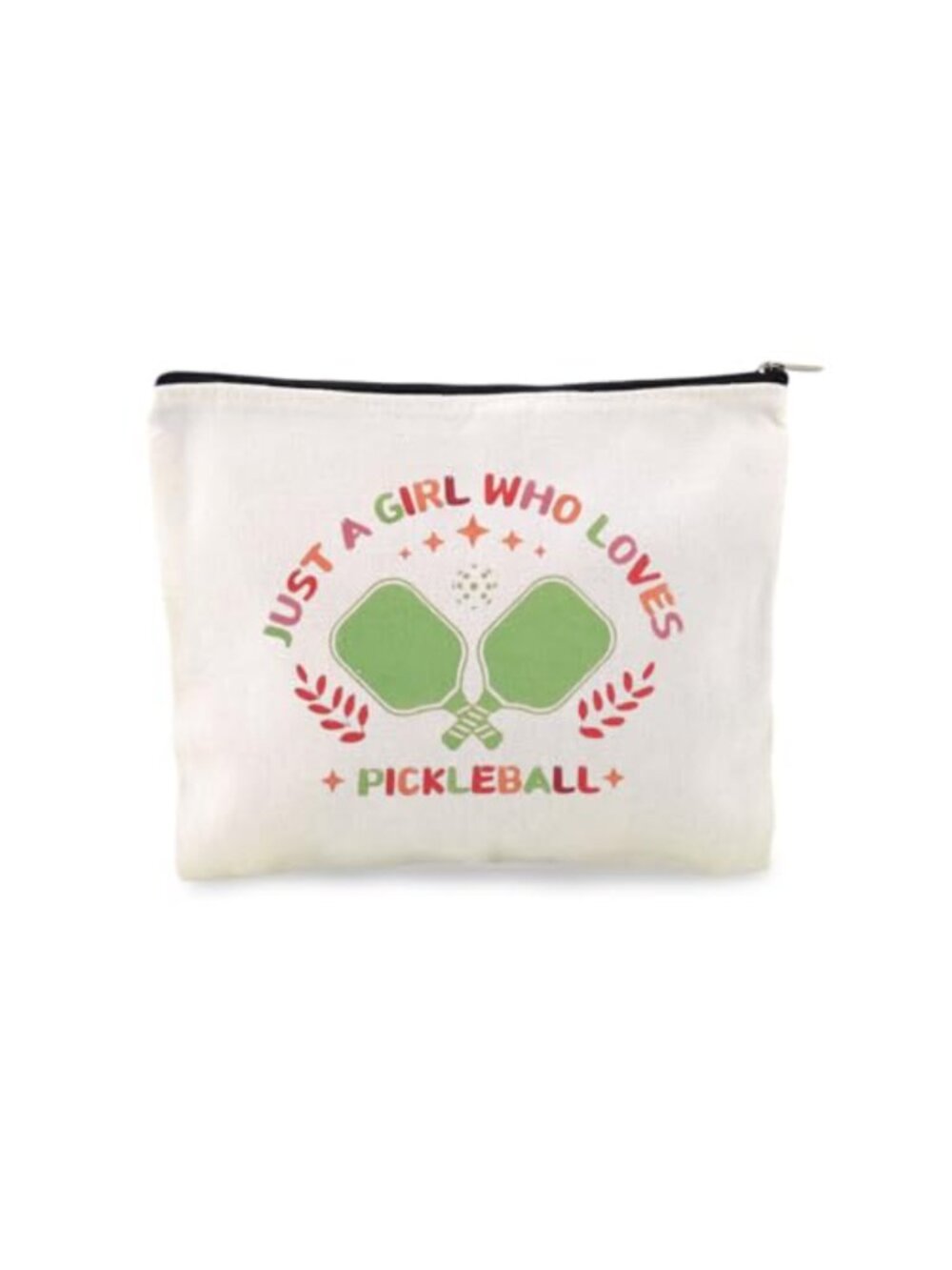 Pickleball Makeup Bag Polyester Cosmetic Zipper Pouch Travel Purse